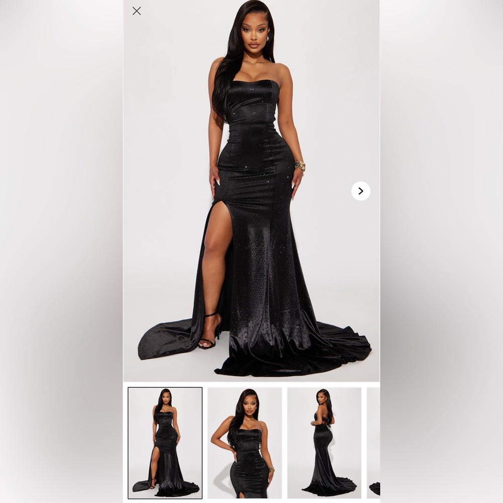 Samantha Embellished Satin Elegant Black Evening Gown